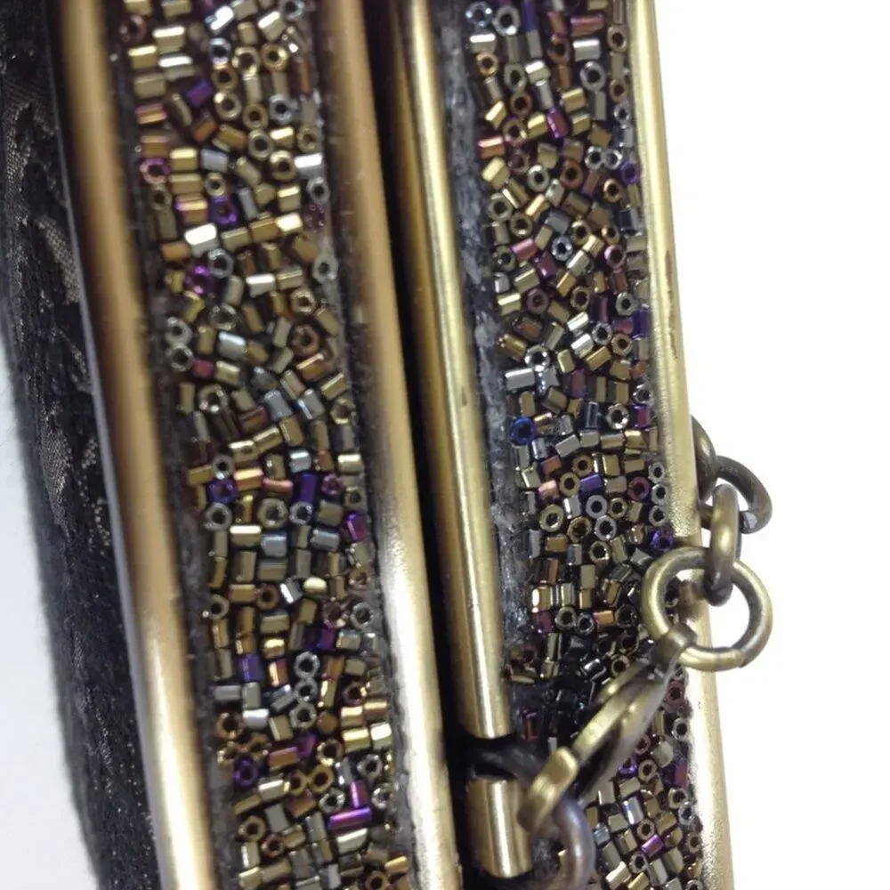 Sondra Roberts Bag Metallic Gold Clutch Crossbody Chain Clutch Purse